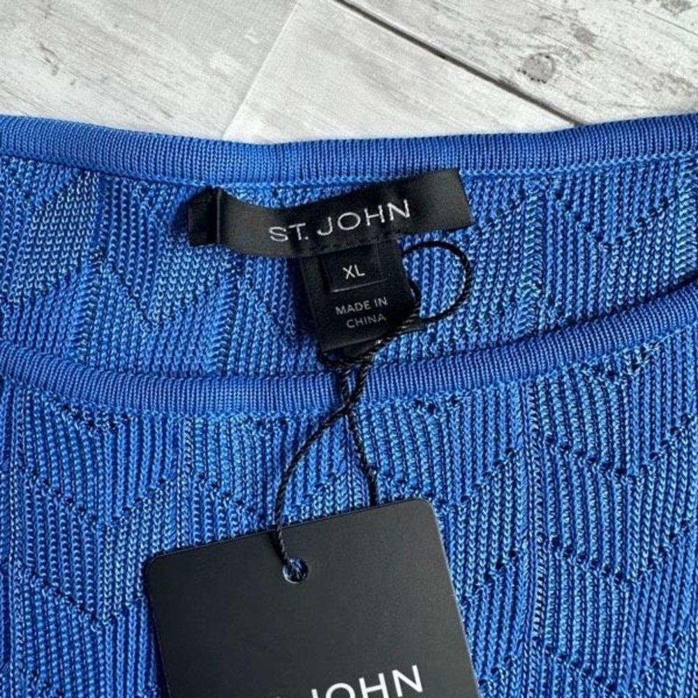 NWT St. John crew neck sweater top size XL in blue - Picture 5 of 6